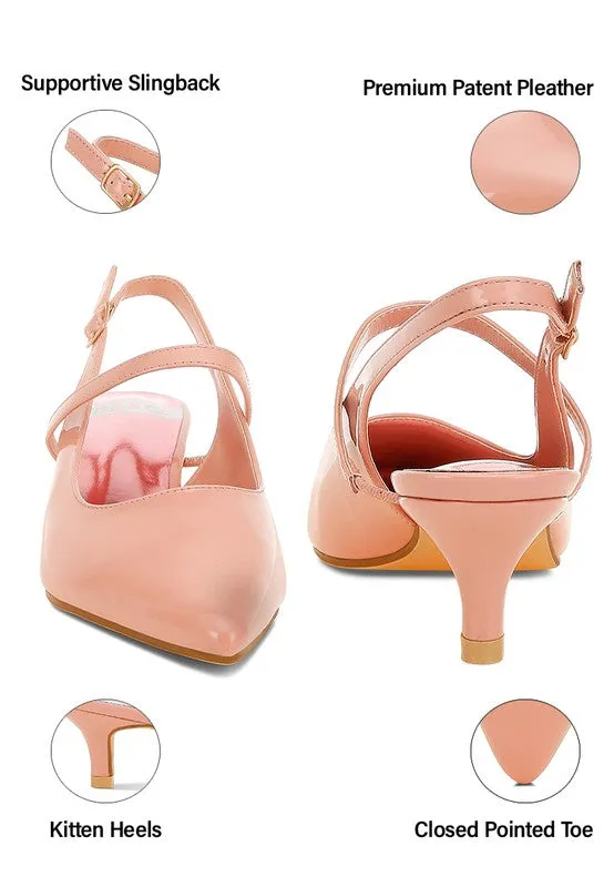 Abloom Kitten Heel Slingback Sandals