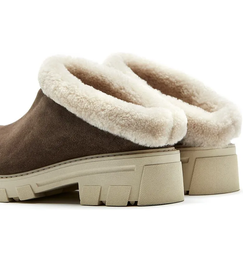 Always Waterproof Shearling Lined Clog | Stone Oiled Suede