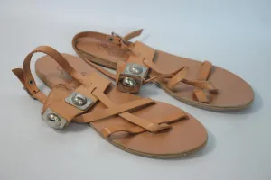 ANCIENT GREEK SANDALS X PETER PILOTTO Ladies Tan Leather Rivet Sandals EU40 UK7