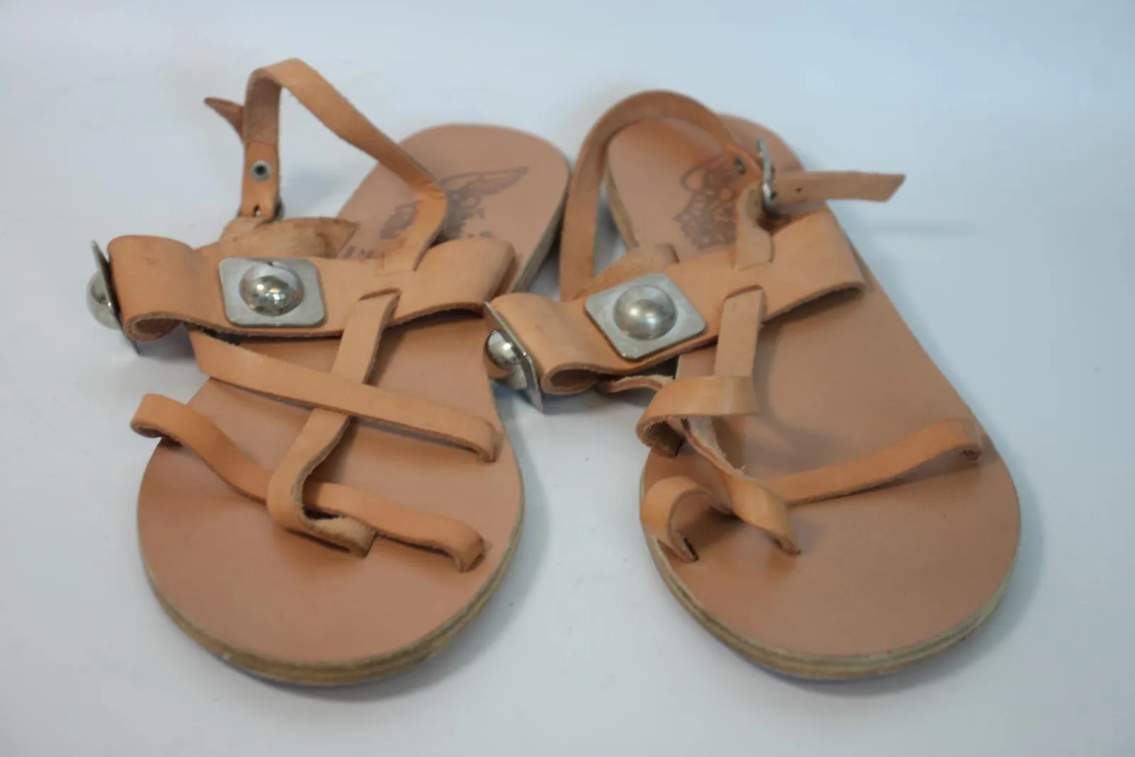 ANCIENT GREEK SANDALS X PETER PILOTTO Ladies Tan Leather Rivet Sandals EU40 UK7