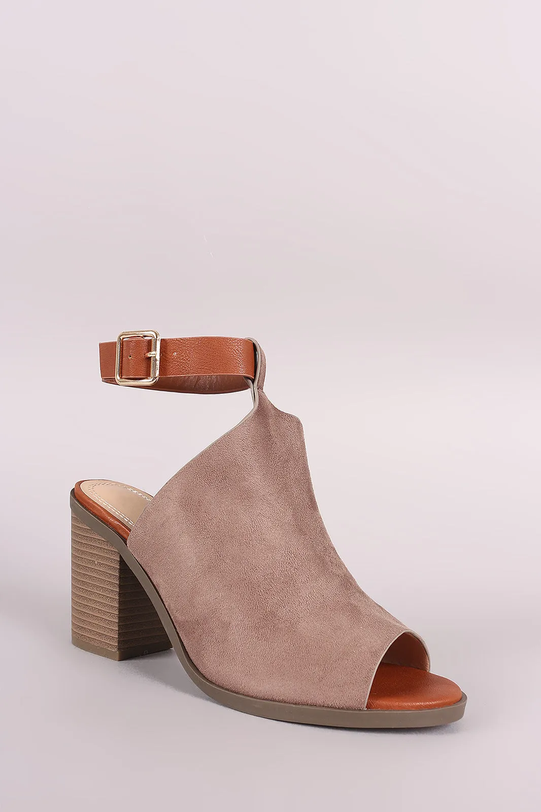 Ankle Strap Mule Peep Toe Booties