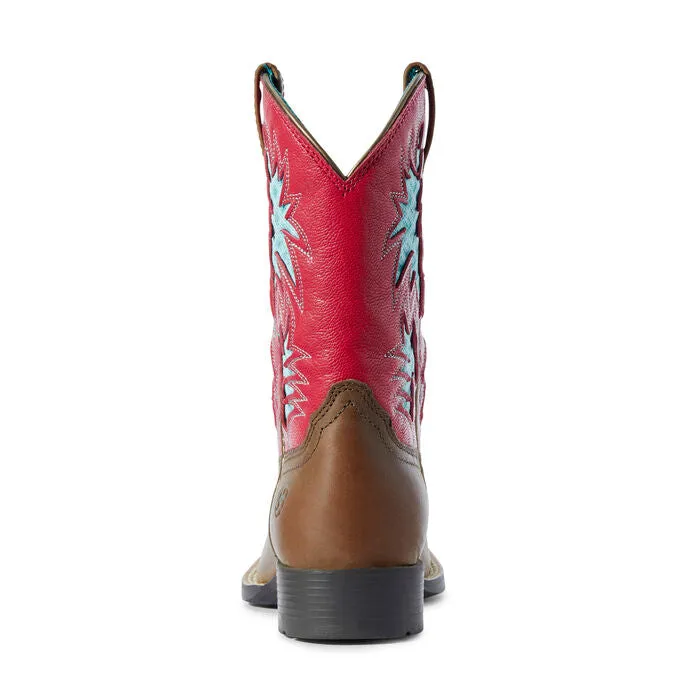 Ariat Kid's 8" Cowboy VentTEK Western Boot - Brown/Hot Pink 10031489