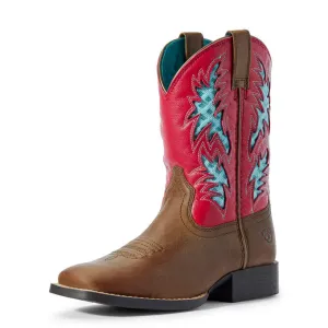 Ariat Kid's 8" Cowboy VentTEK Western Boot - Brown/Hot Pink 10031489