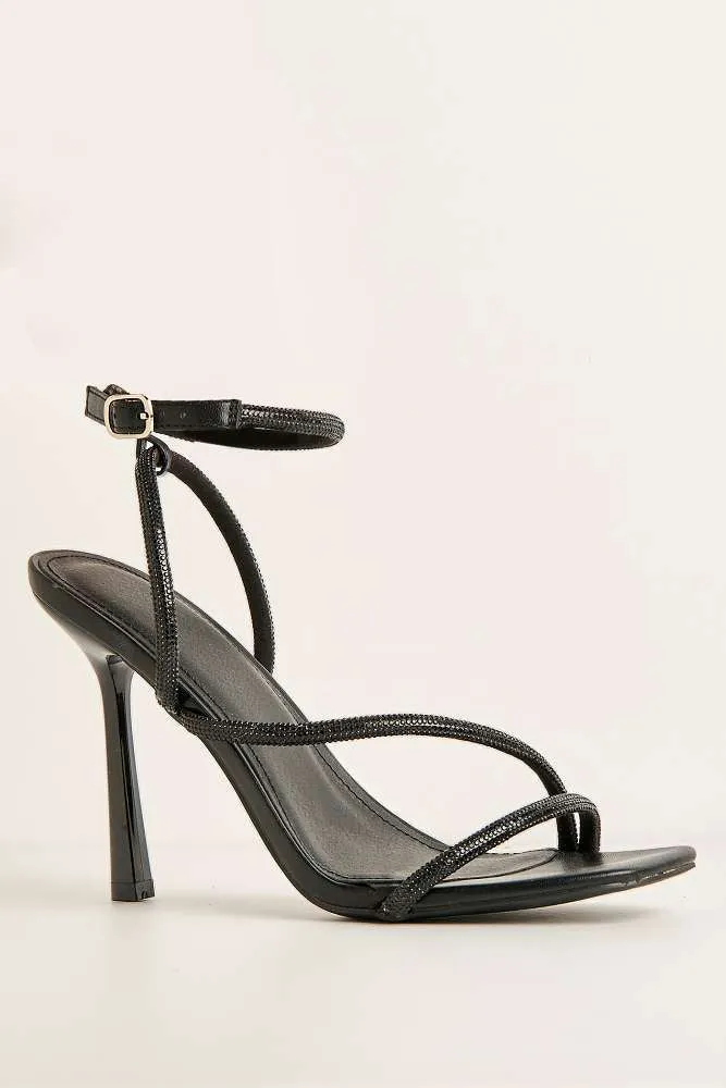 Azelma Diamante Strappy High Heels in Black