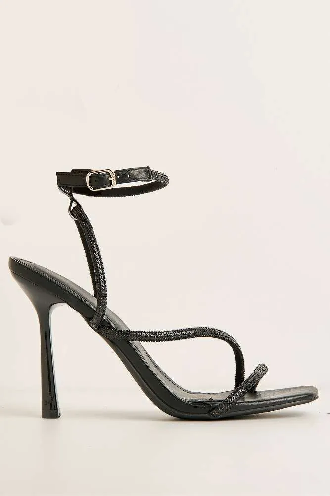 Azelma Diamante Strappy High Heels in Black