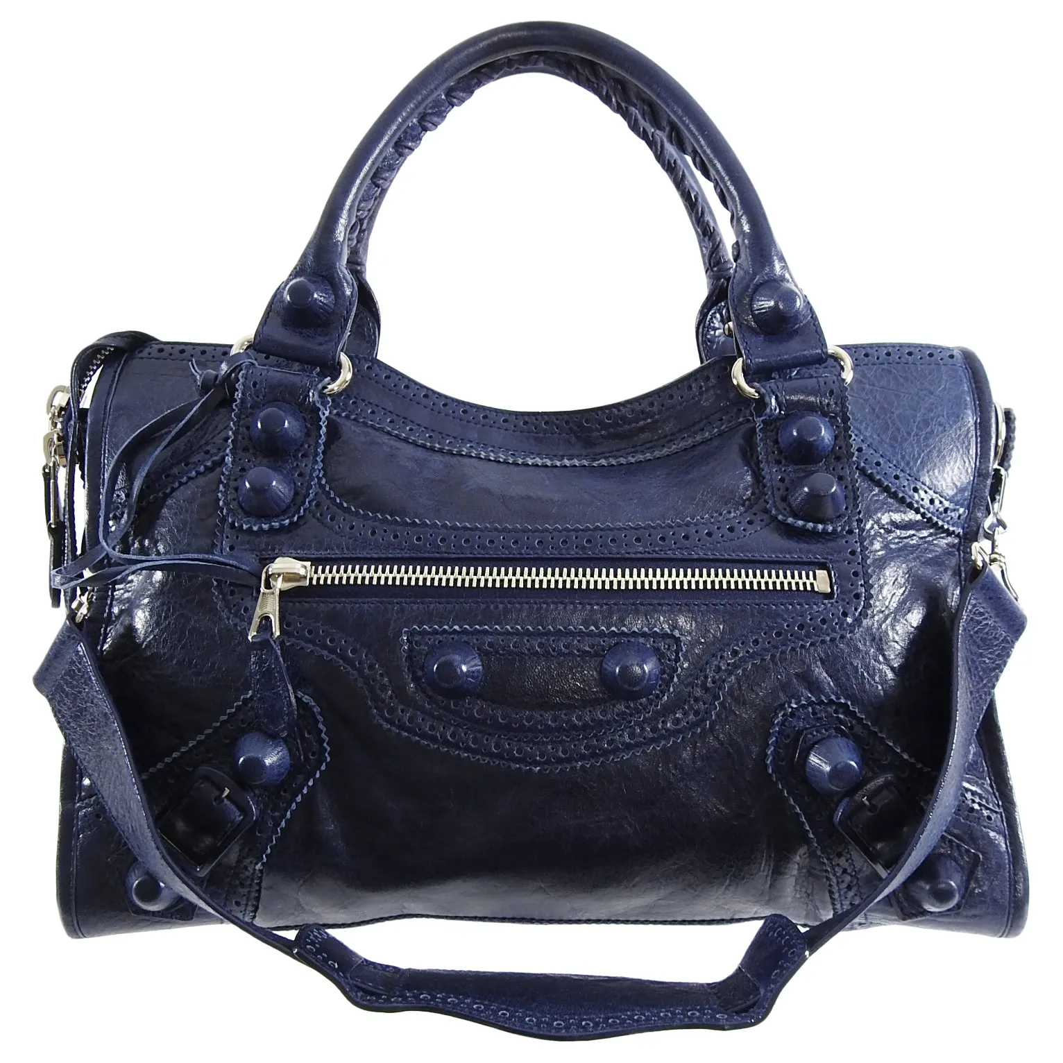 Balenciaga Navy Marine Blue Classic City Brogues Bag