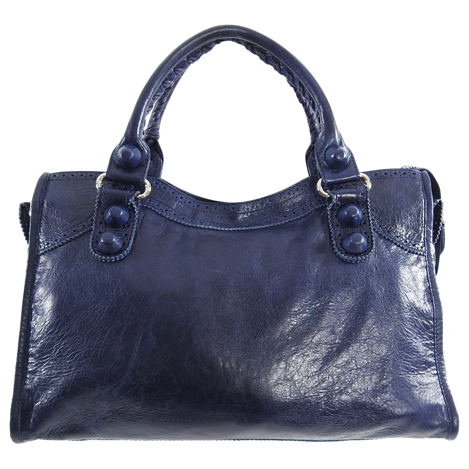 Balenciaga Navy Marine Blue Classic City Brogues Bag