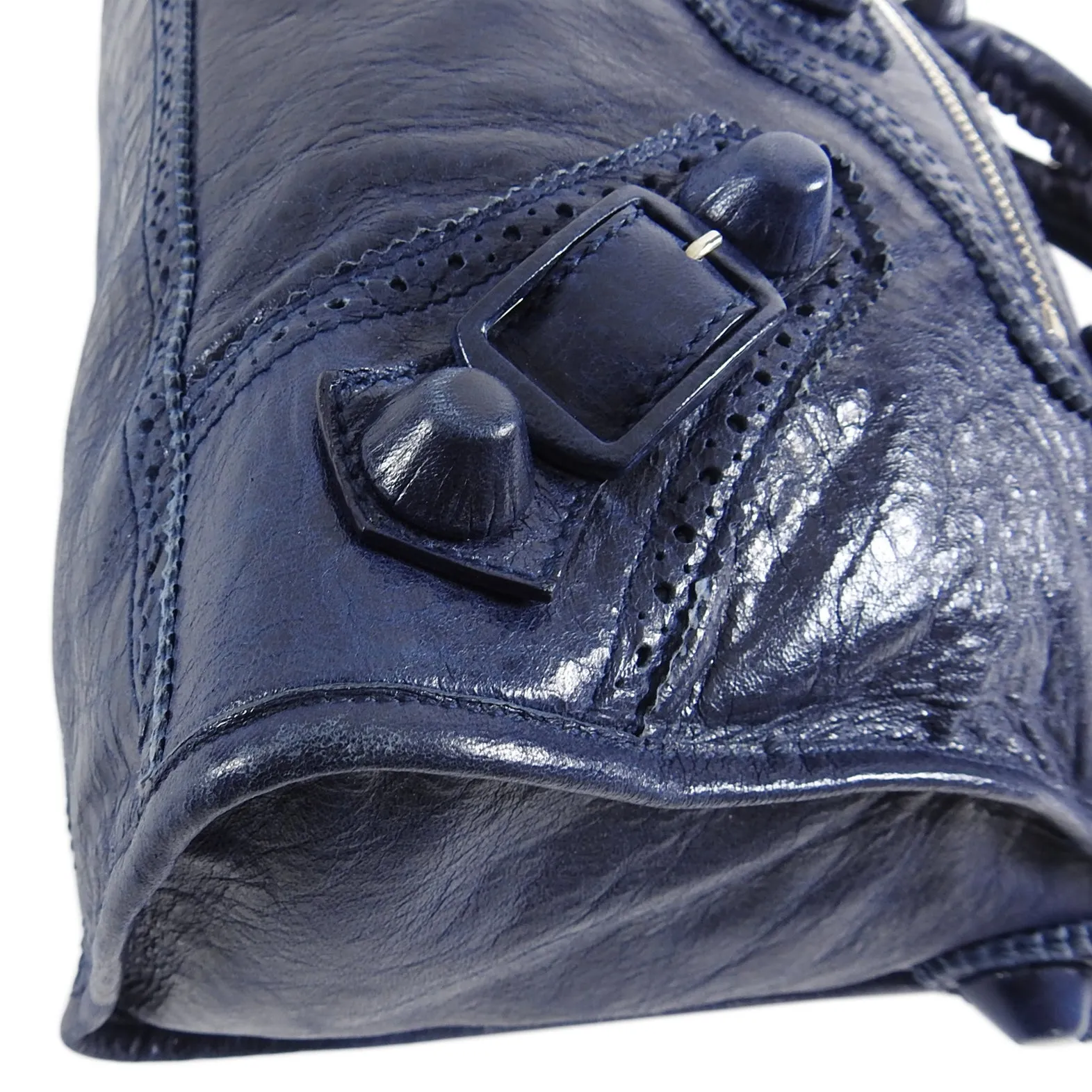 Balenciaga Navy Marine Blue Classic City Brogues Bag