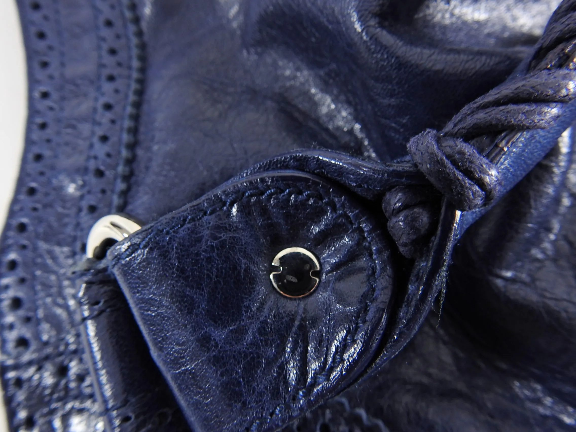 Balenciaga Navy Marine Blue Classic City Brogues Bag