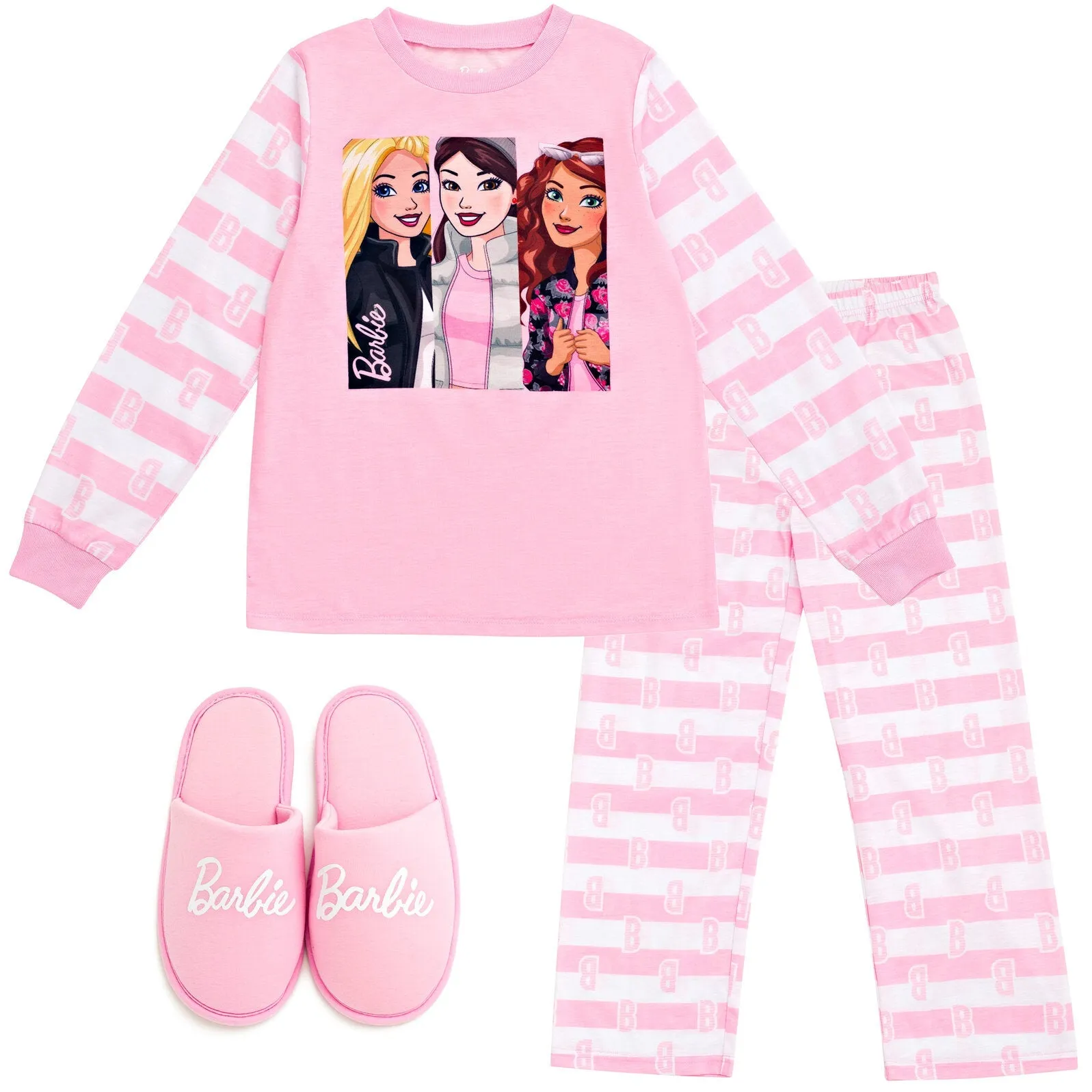 Barbie Pajama Shirt Pants and Slippers 3 Piece