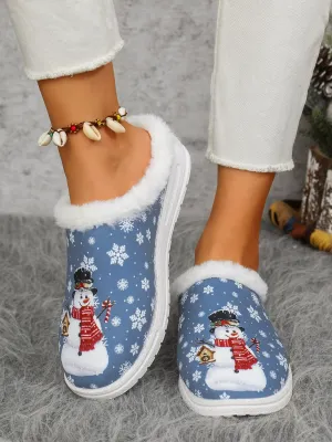 BE. Snowman Flat Slippers