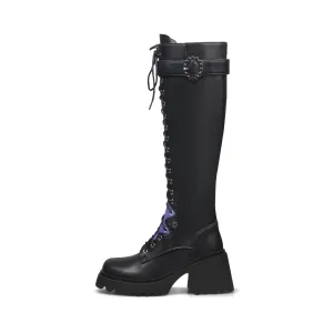 Black Knee-High Lace Up Boots