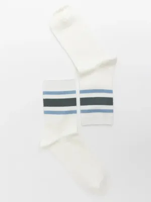 Blue Retro Stripe Style Crew Socks