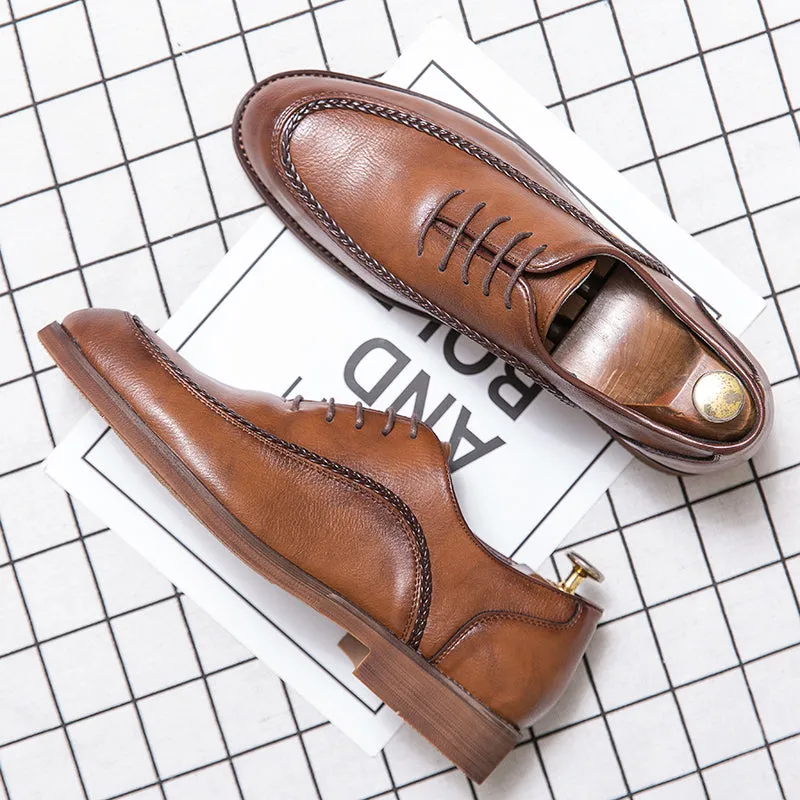 Brown Hand Stitch Brogues Shoes