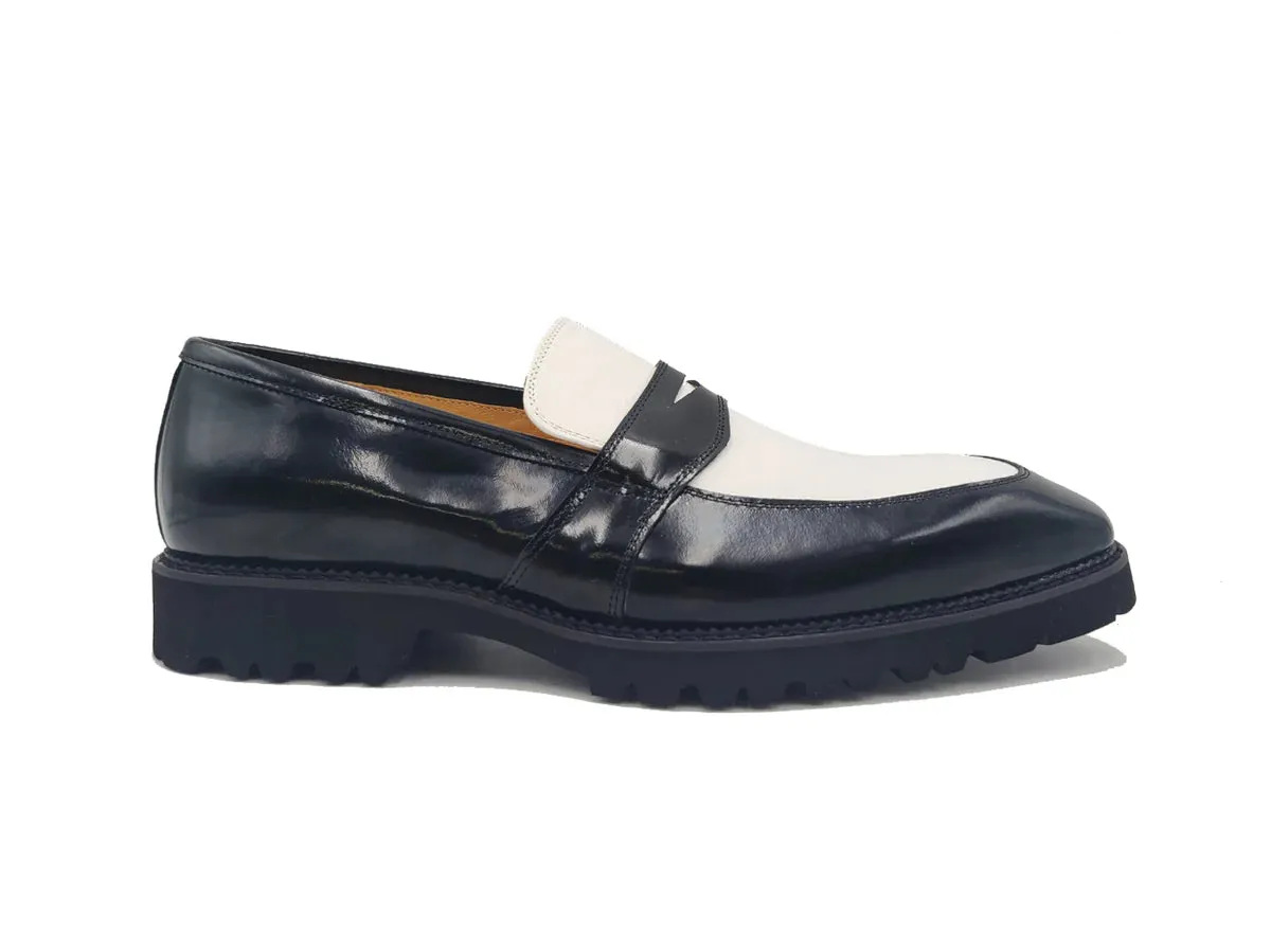 Carrucci Black and White Two-Tone Patent Leather Loafer Shoes Style No: KS480-102PT