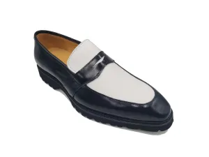 Carrucci Black and White Two-Tone Patent Leather Loafer Shoes Style No: KS480-102PT