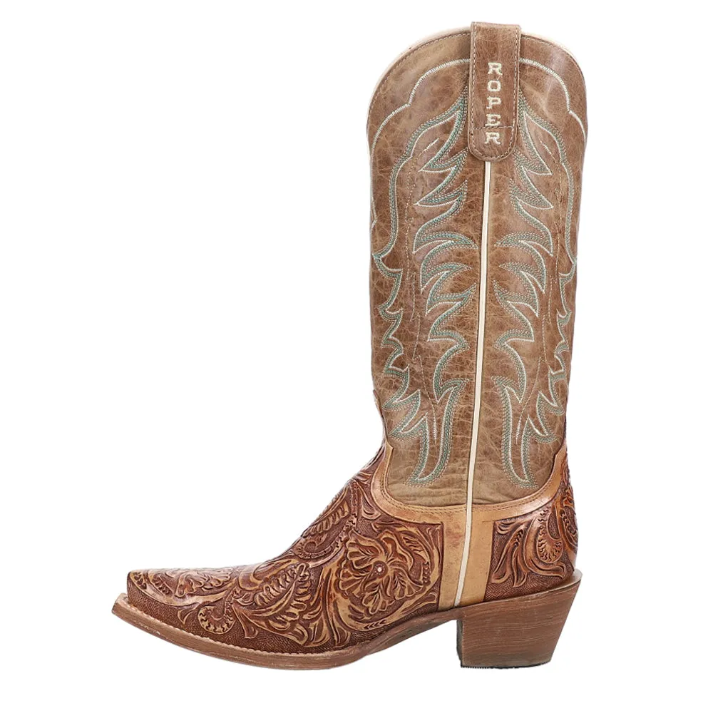 Cattle Cate Handtooled Embroidered Snip Toe Cowboy Boots