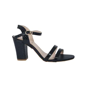 Chic Black Block Heel Sandals with Strappy Design | 248D-C