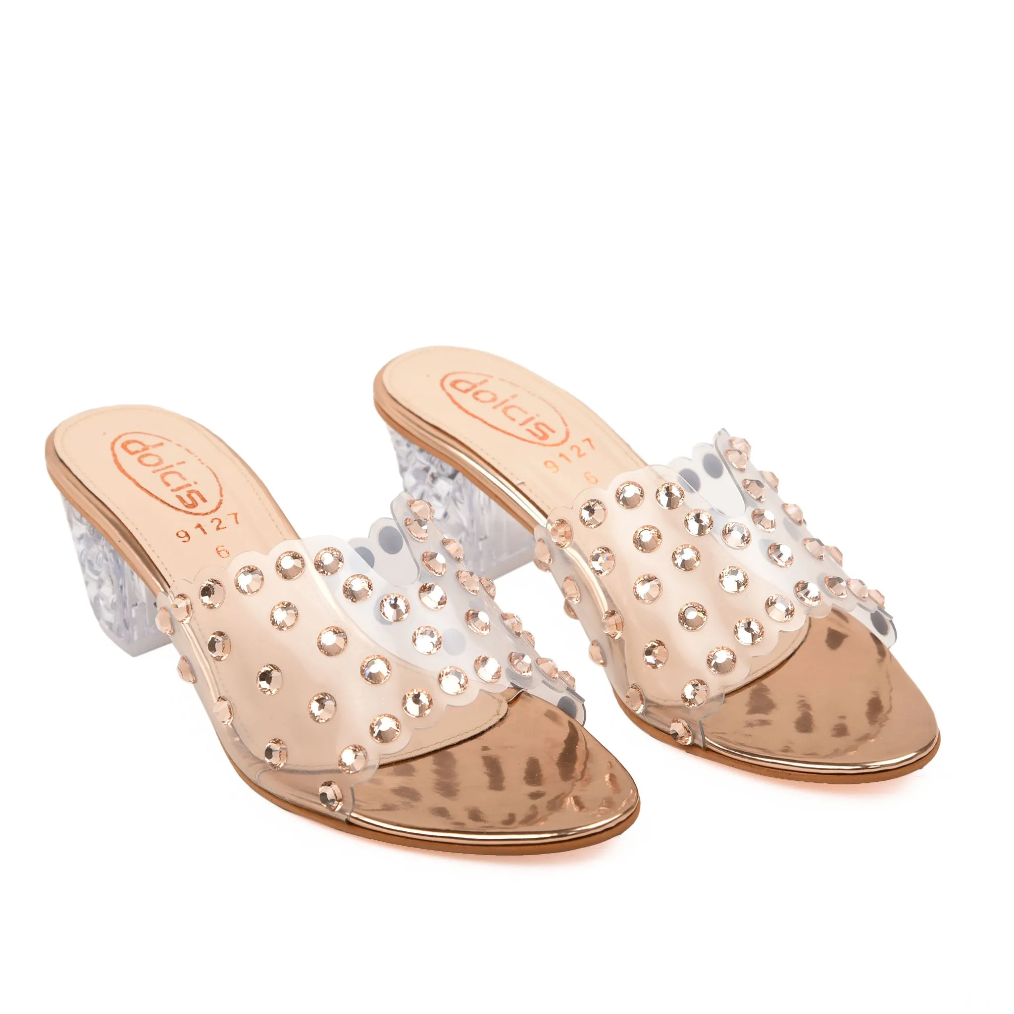 ﻿Chic Clear Embellished Heels | 562H-PX