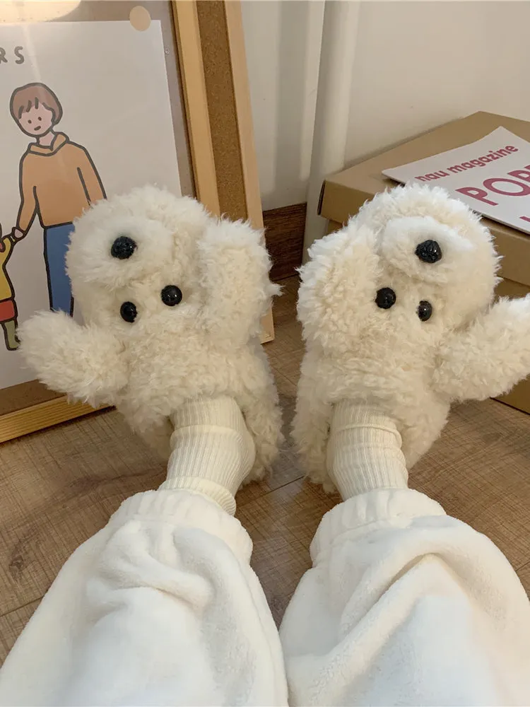 Cute Bear Cartoon Furry Slippers