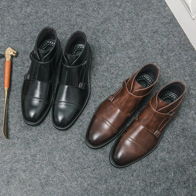 Darell | Leather Double Monk Strap Boots