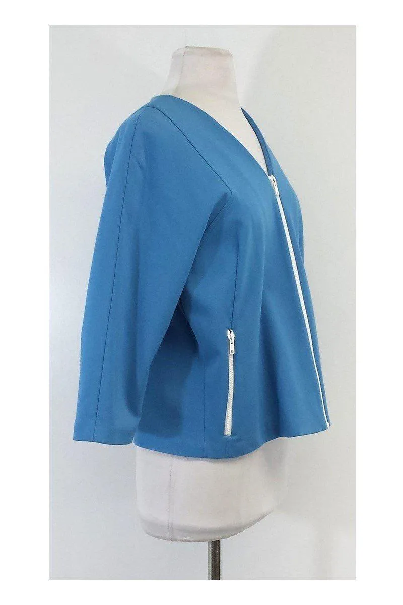 Doncaster - Blue & White Zip Up Jacket Sz 12