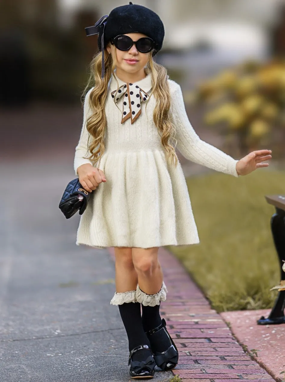 Dots and Bows Wool Sweater Dress