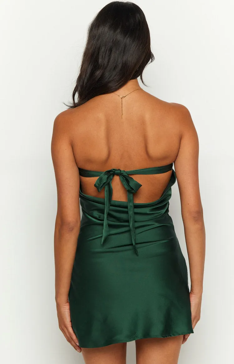 Ellie Forest Green Strapless Mini Dress