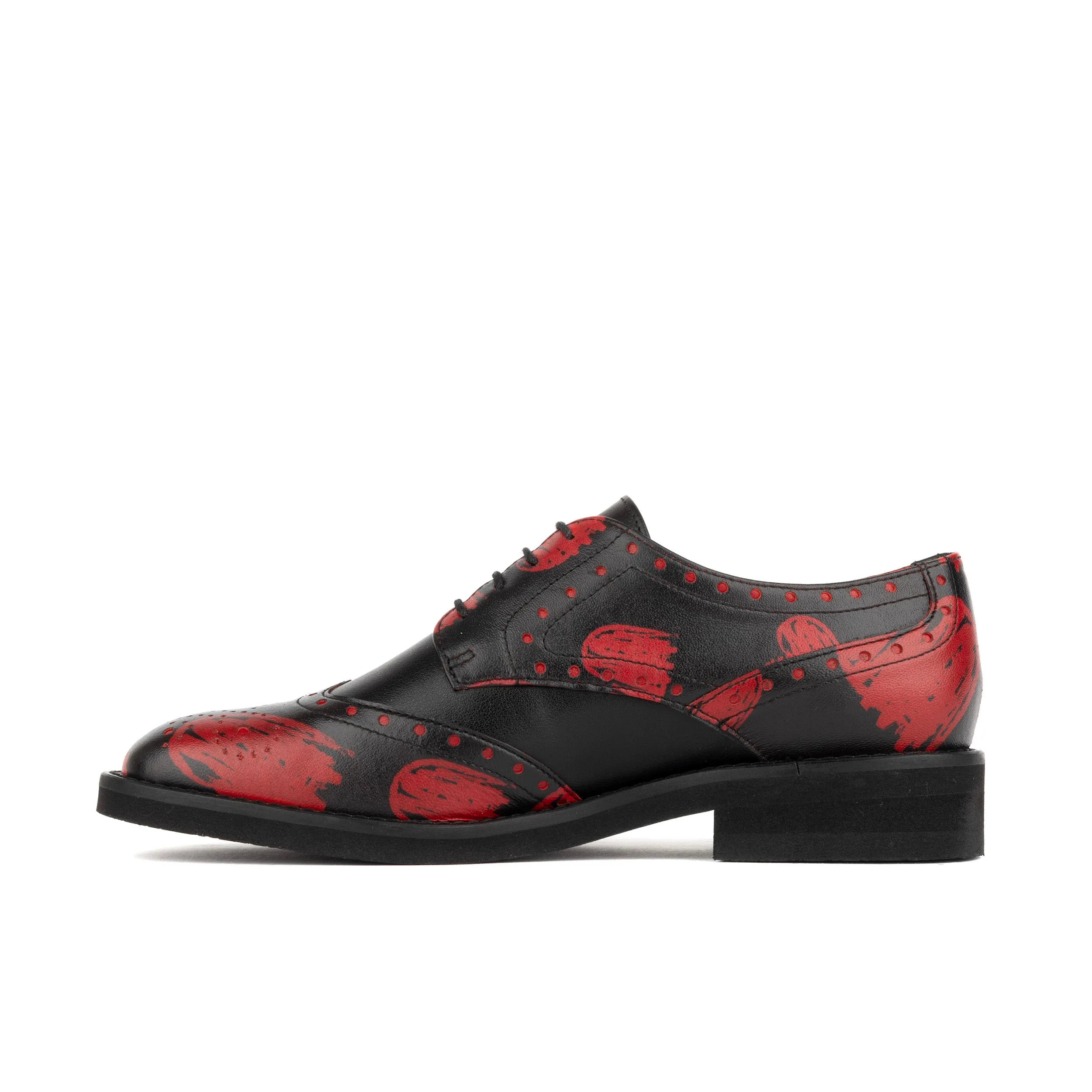 Eton - Lovehearts - Women's square toe leather lace-up with love hearts