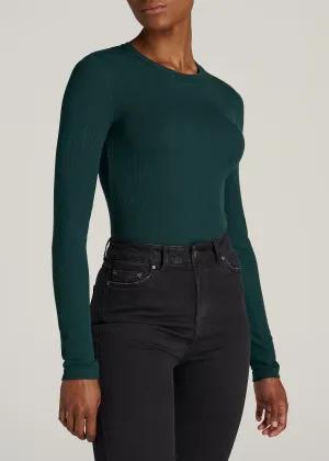 FITTED Ribbed Long Sleeve Tee in Emerald - Tall Women's Shirts