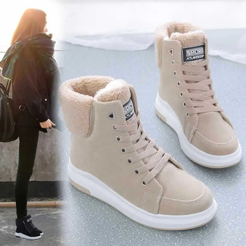 Fleece-lined Lace-Up Warm Martin Snow Boots