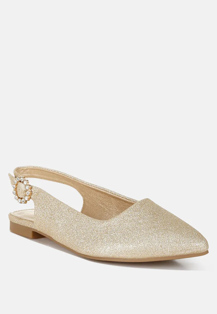 Giora Glitter Slingback Flat Sandals