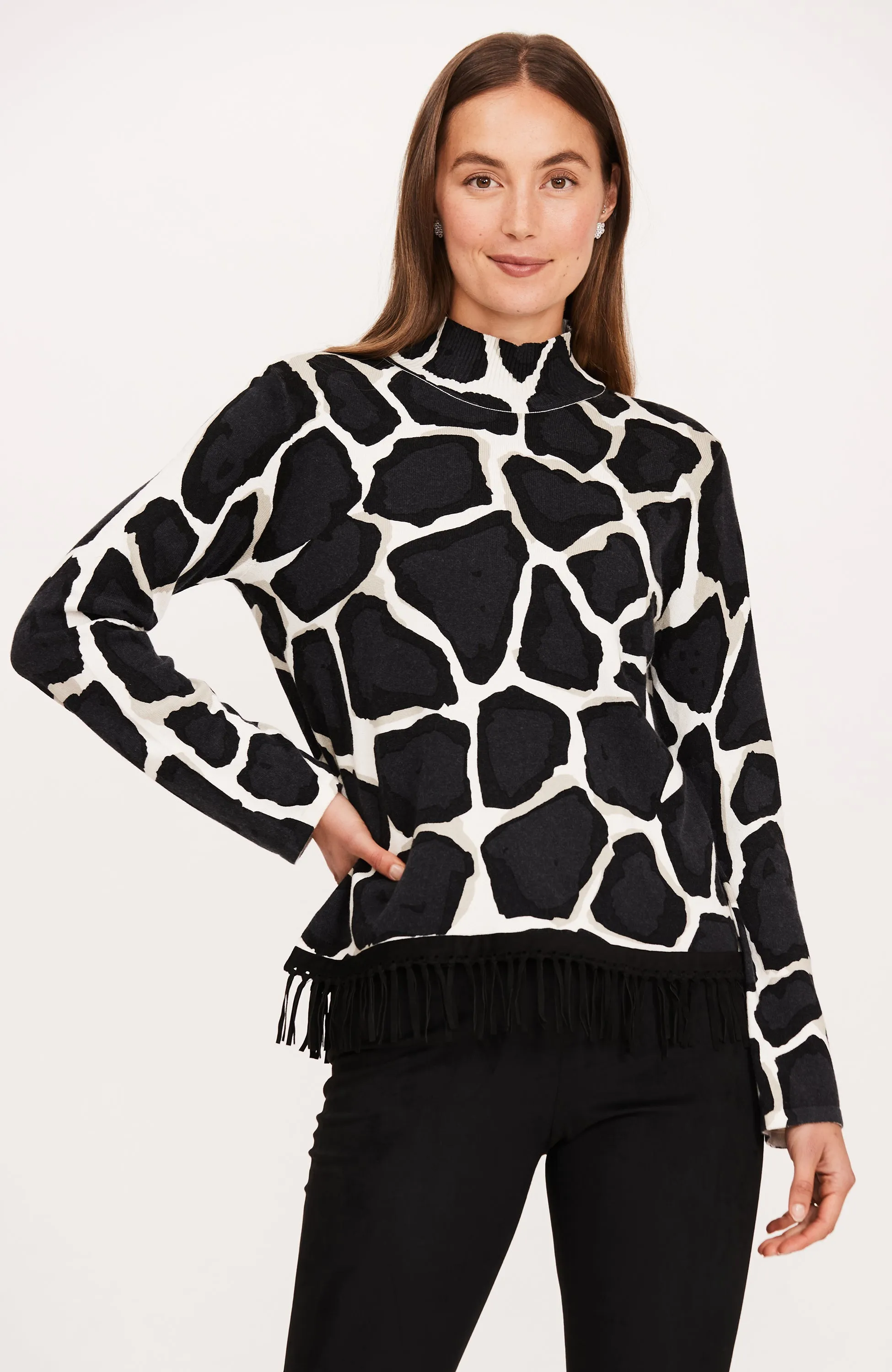 Giraffe Fringed Sweater - Giraffe