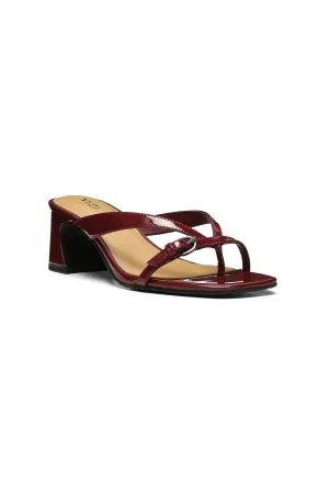 Glam Block Heel Sandals - Burgundy