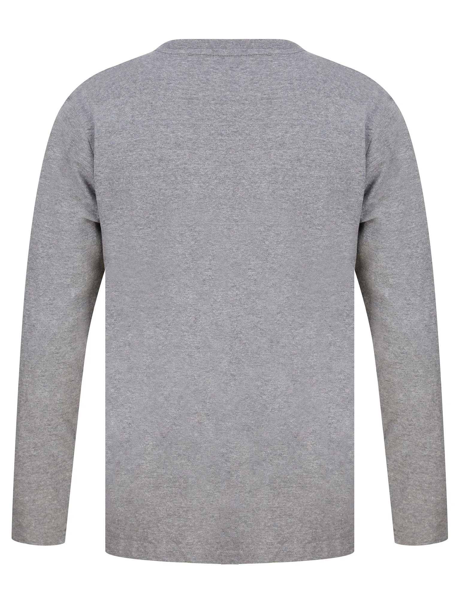 Glencoe 2pc Crew Neck Long Sleeve Cotton Checked Lounge Set in Mid Grey Marl - Tokyo Laundry