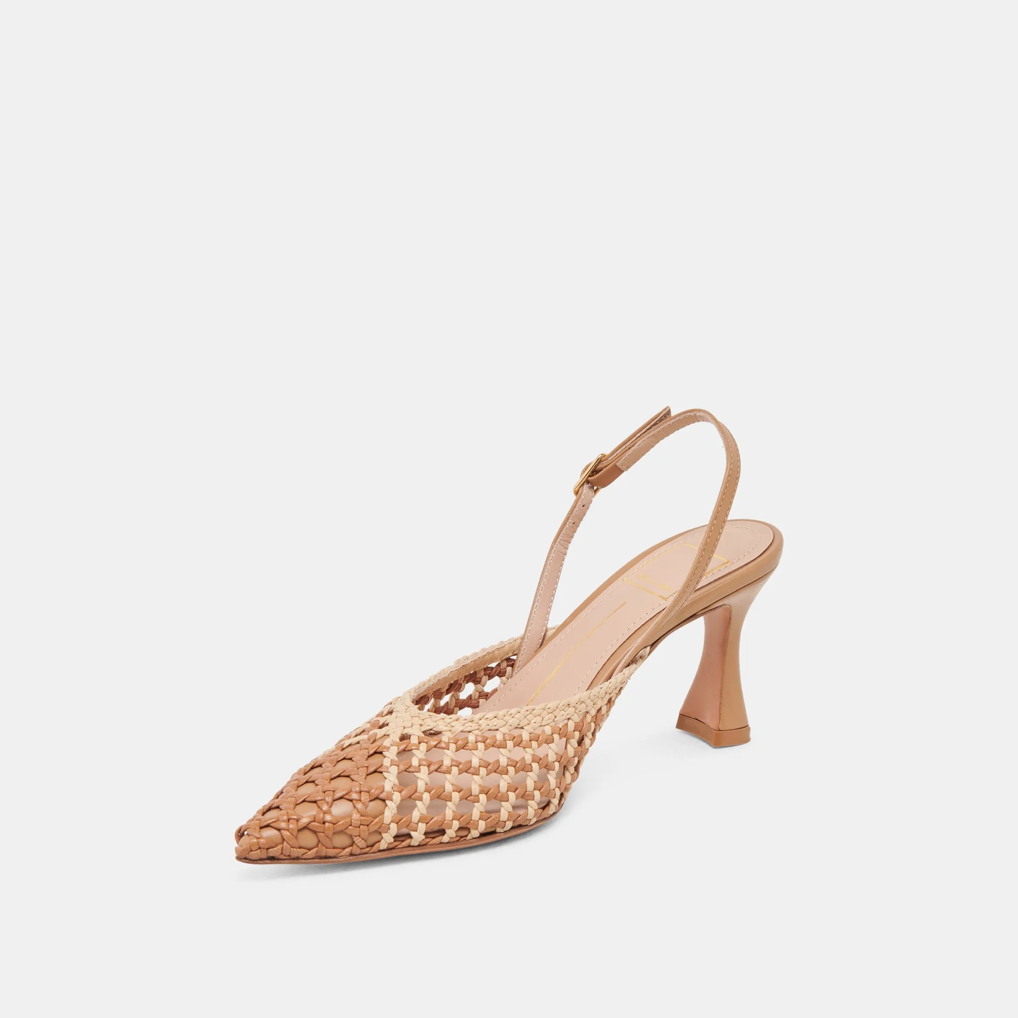 GLORIA HEELS BROWN NATURAL WOVEN