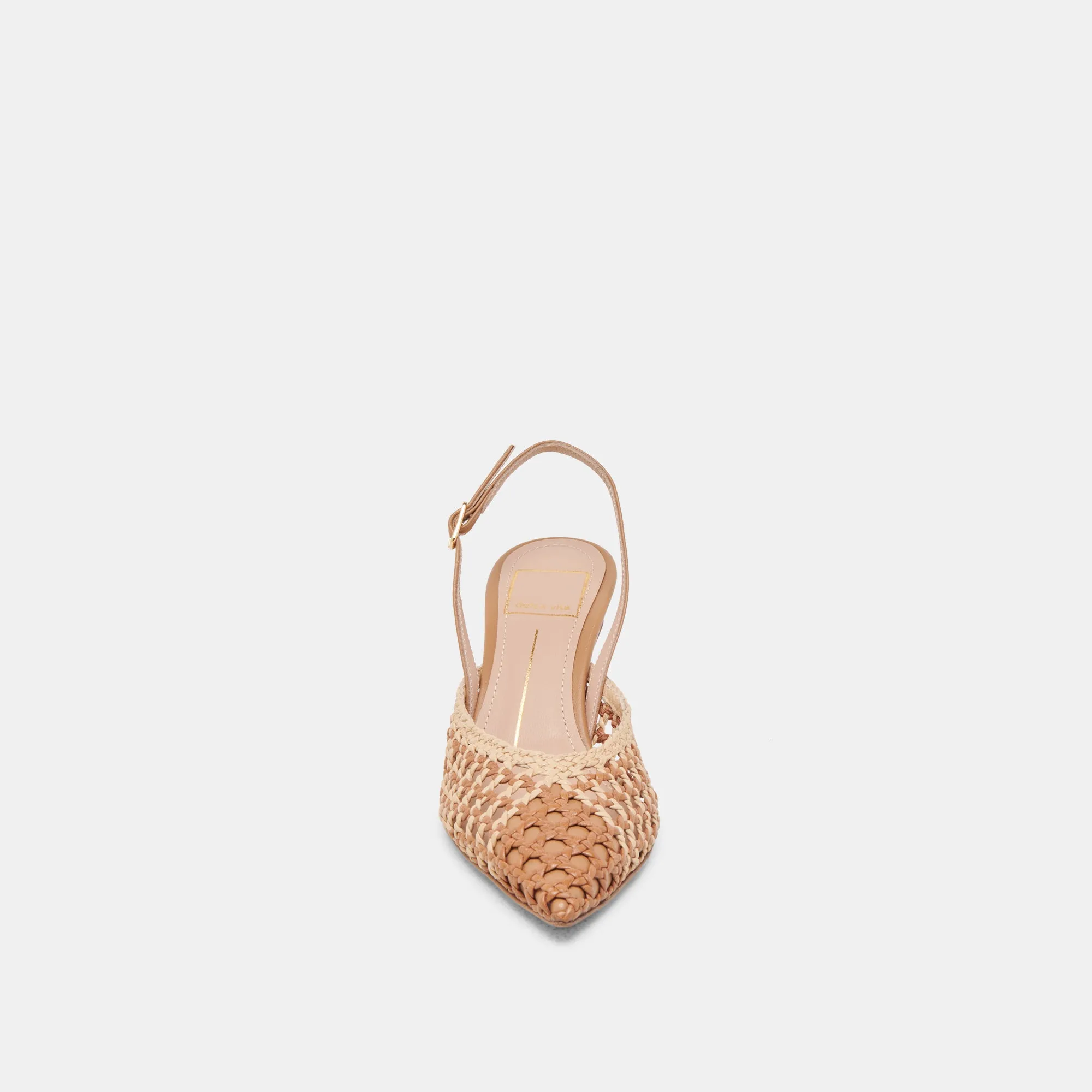 GLORIA HEELS BROWN NATURAL WOVEN