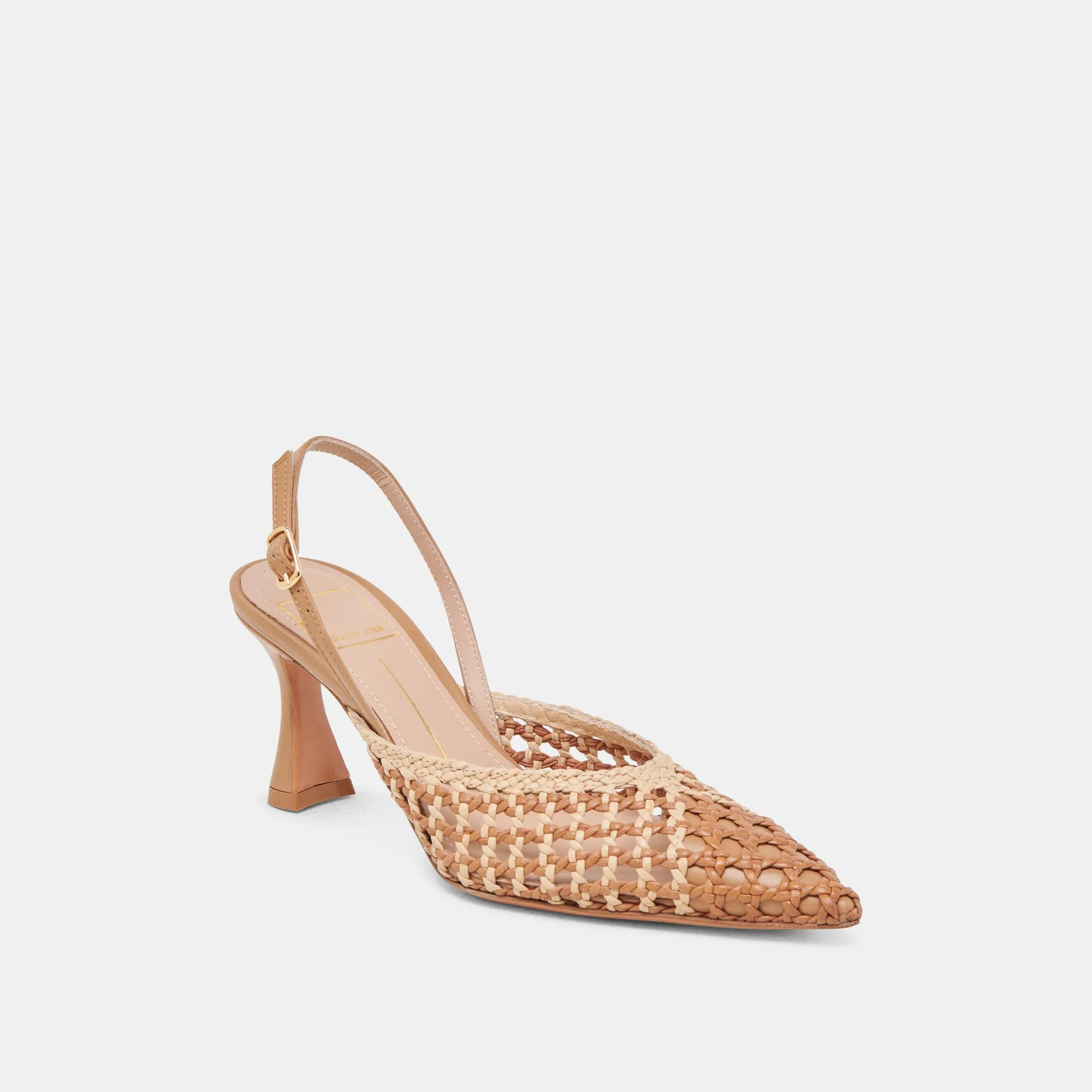 GLORIA HEELS BROWN NATURAL WOVEN