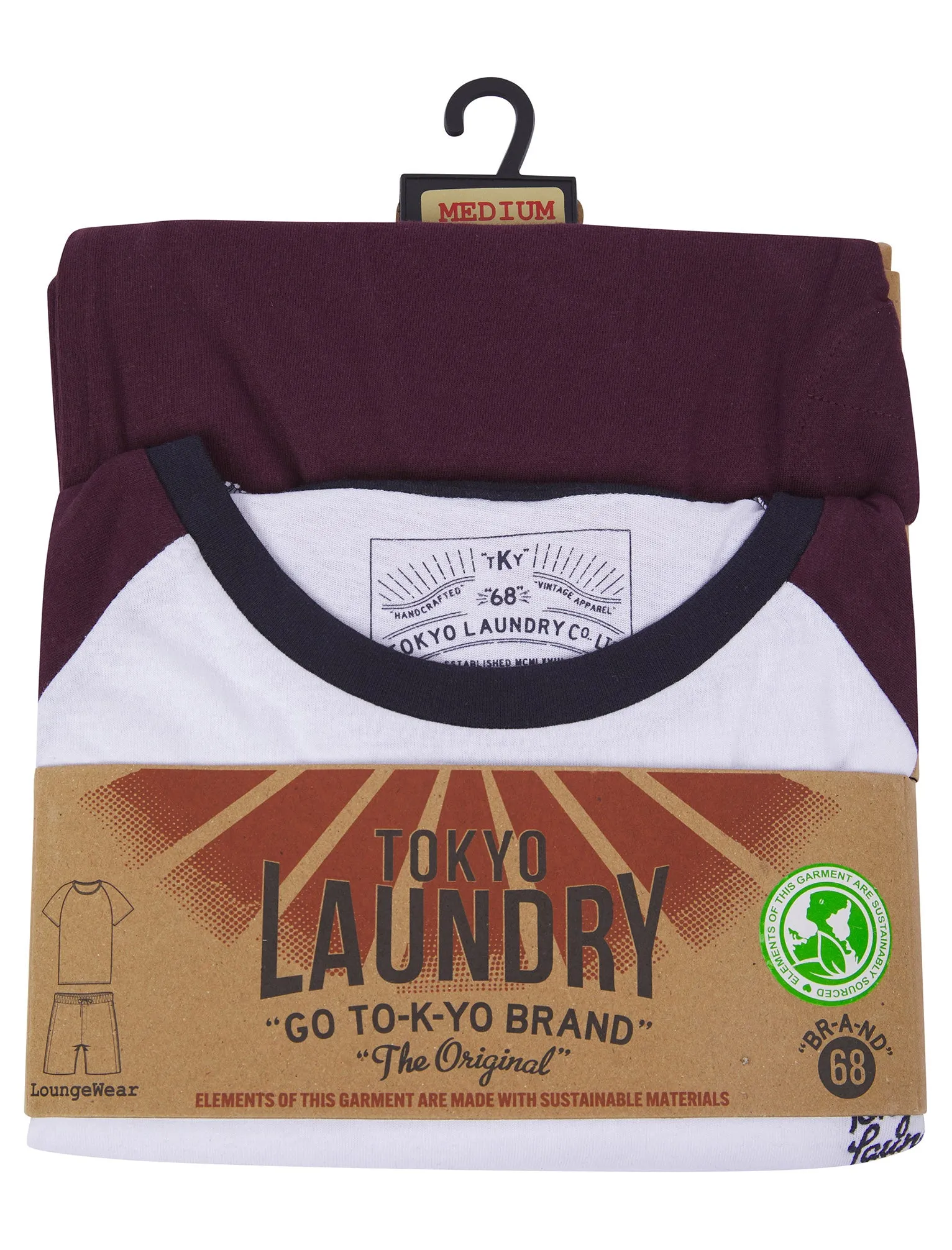 Gregge 2pc Cotton T-Shirt and Shorts Lounge Set in Winetasting - Tokyo Laundry