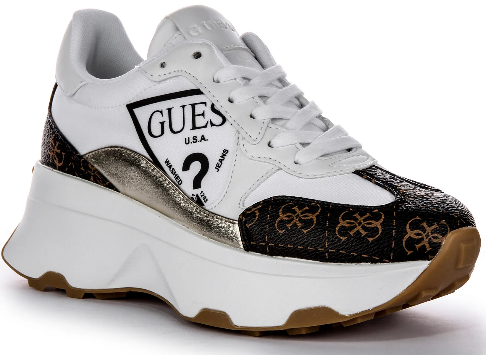 Guess Caleb In White Brown For Women