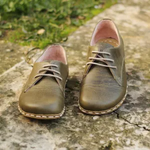 Handmade Barefoot Leather Shoes Military Green for Men