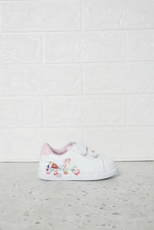 Infant Girls White Floral Print Sneakers