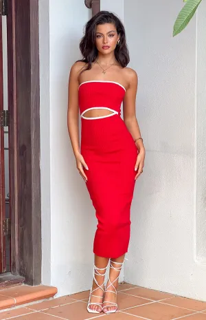 Isobel Red Midi Dress