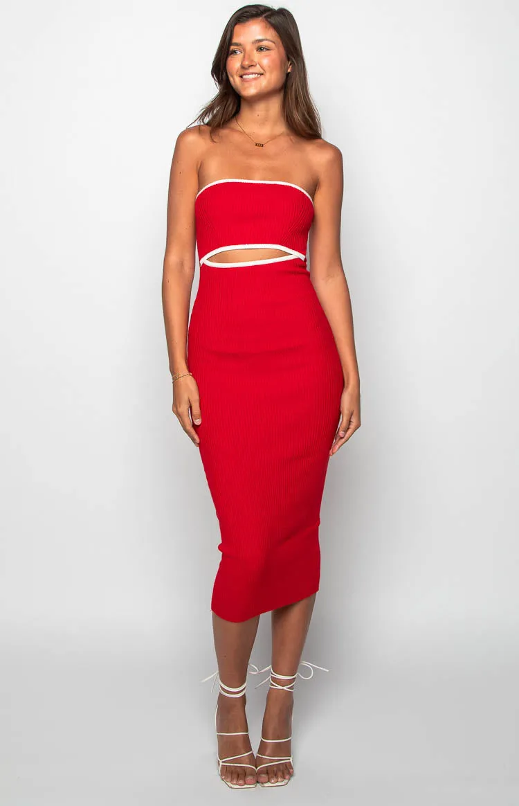 Isobel Red Midi Dress