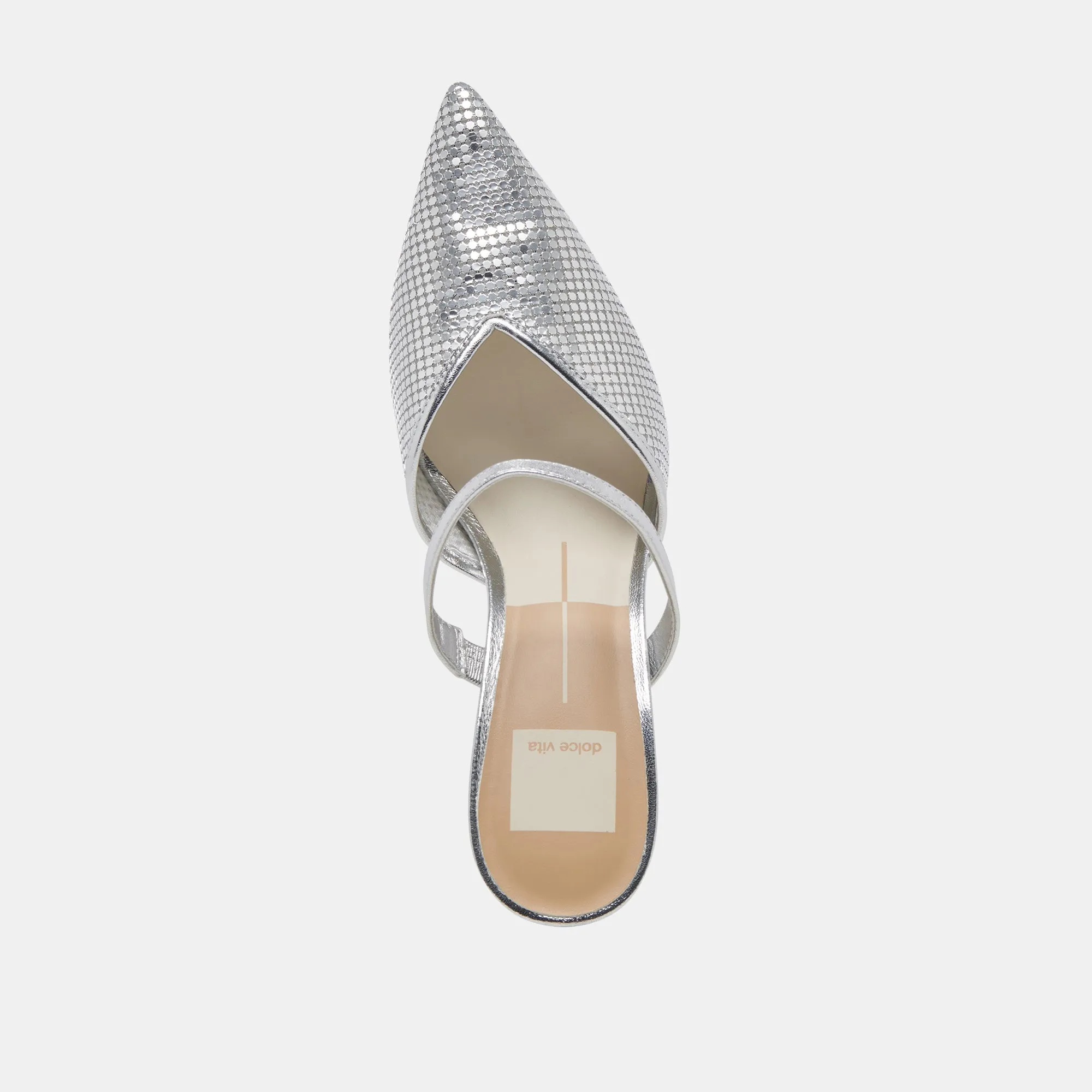 KANIKA MESH HEELS SILVER METALLIC MESH