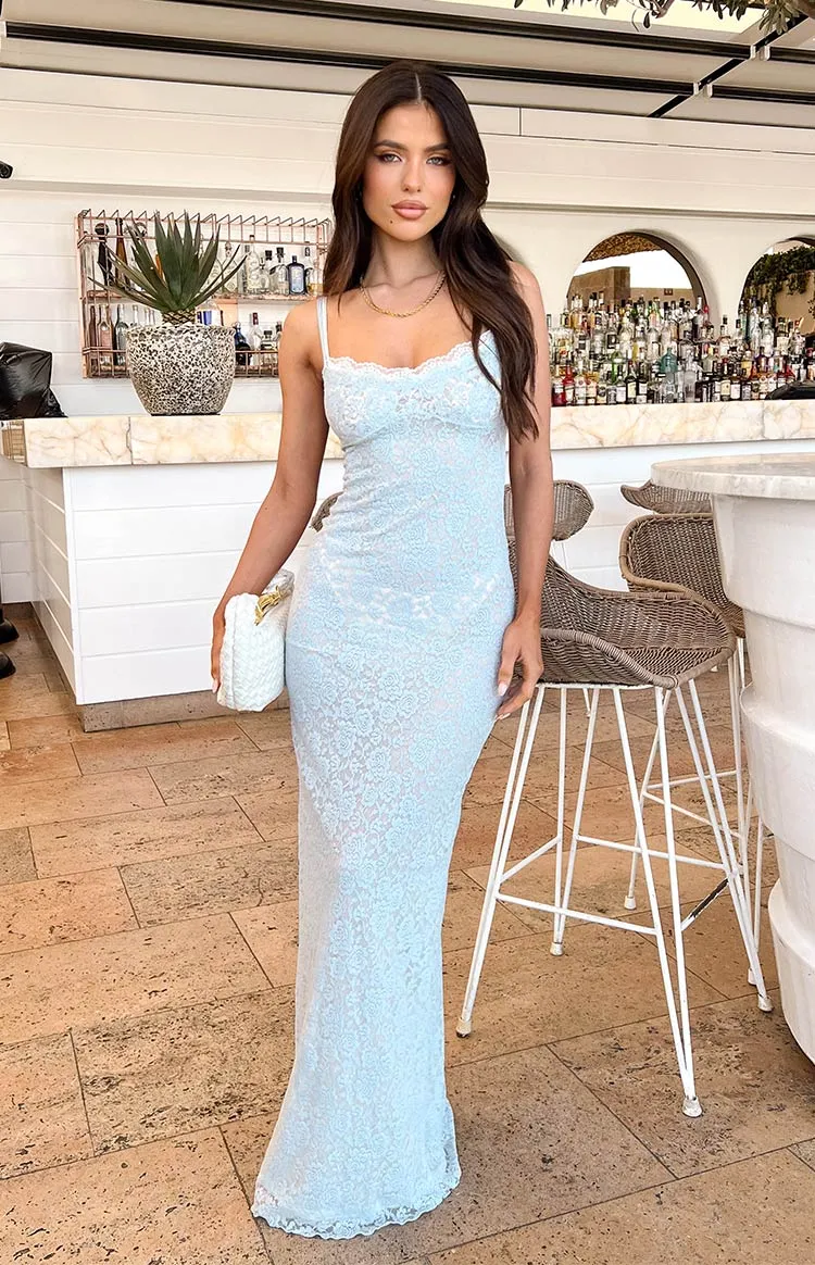 Kata Blue Lace Maxi Dress