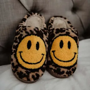 Katydid Happy Face Slippers in Leopard FINAL SALE