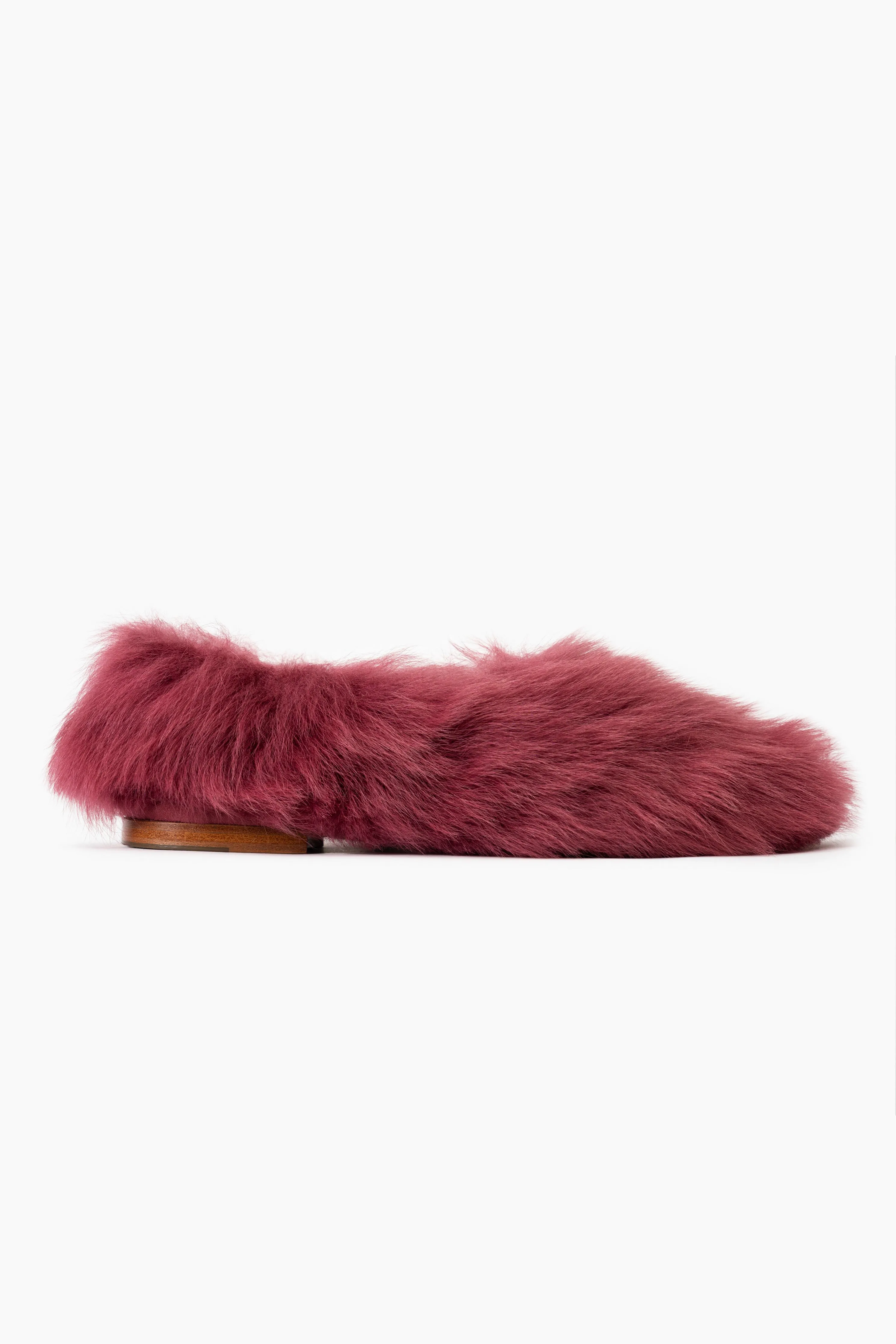 Kiwi Kiwi Shearling Ballet Flats in Burgundy