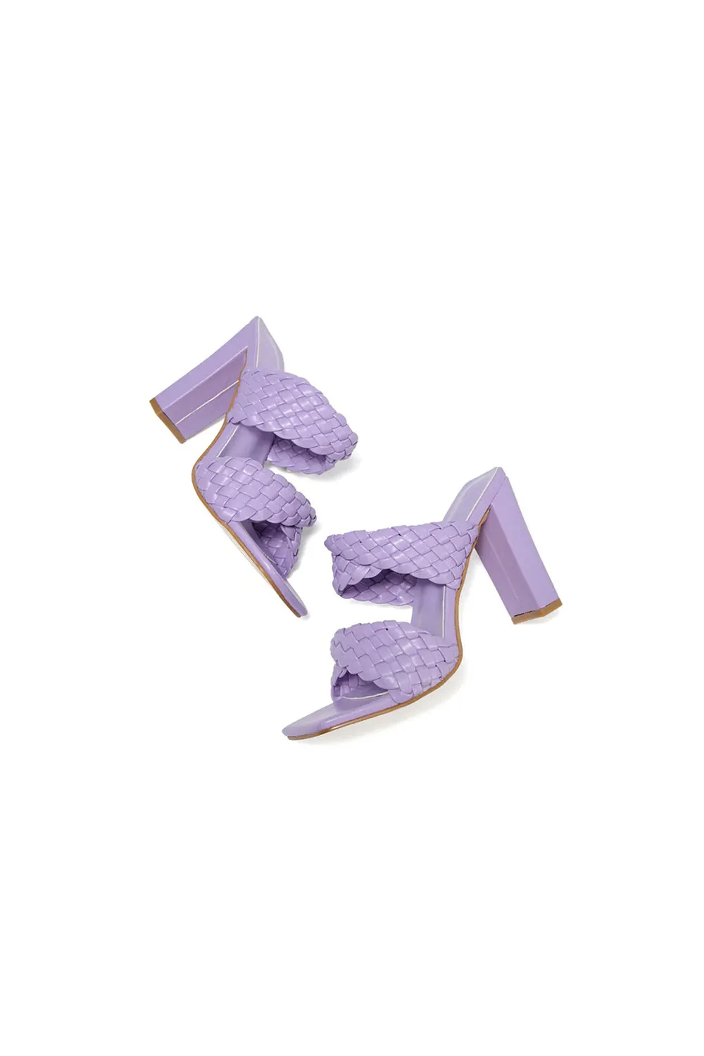 Lavender High Heels Woven Chunky Sandals