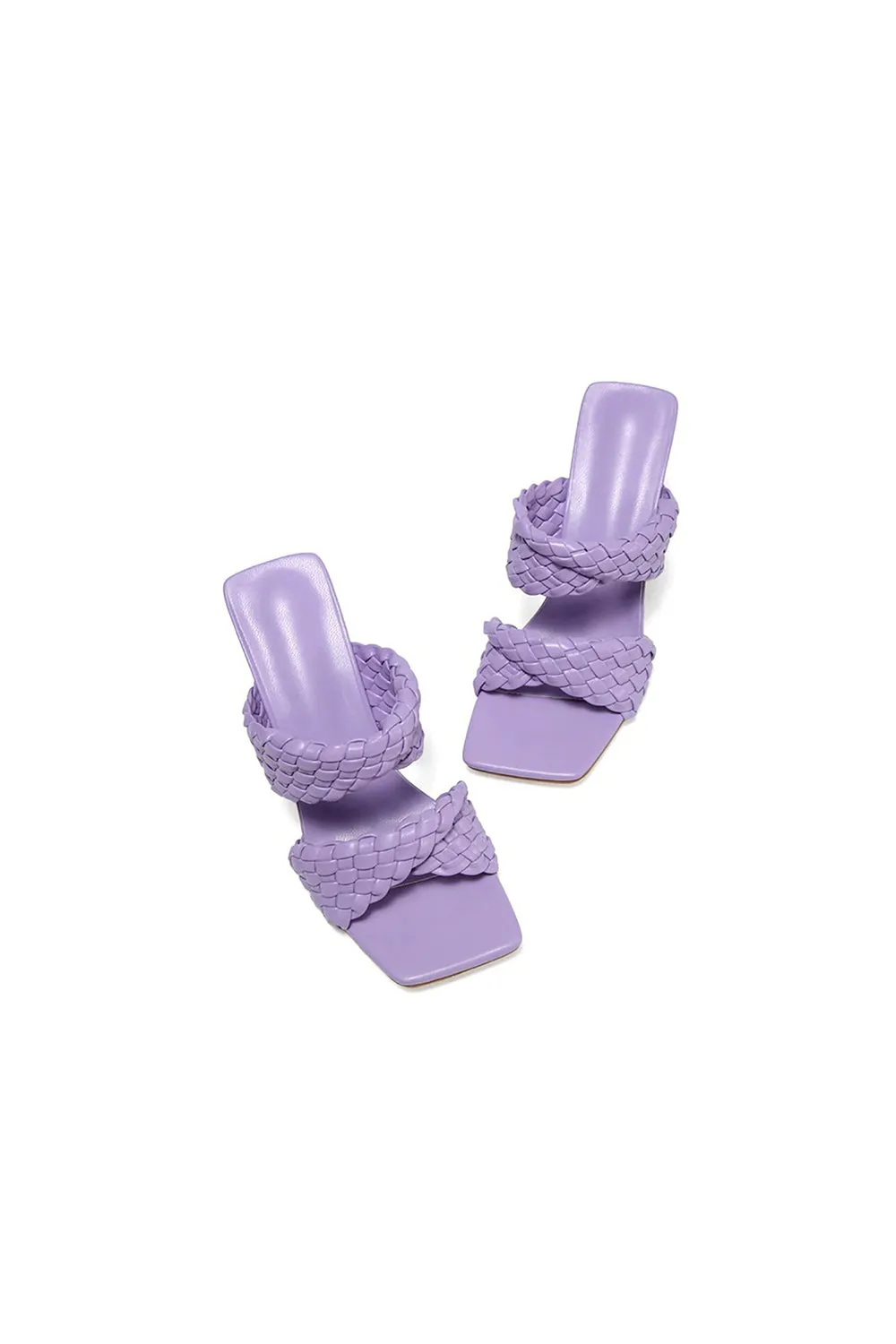 Lavender High Heels Woven Chunky Sandals